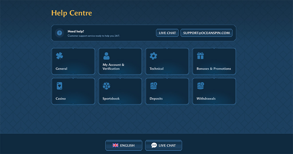 Ocean Spin Casino help centre